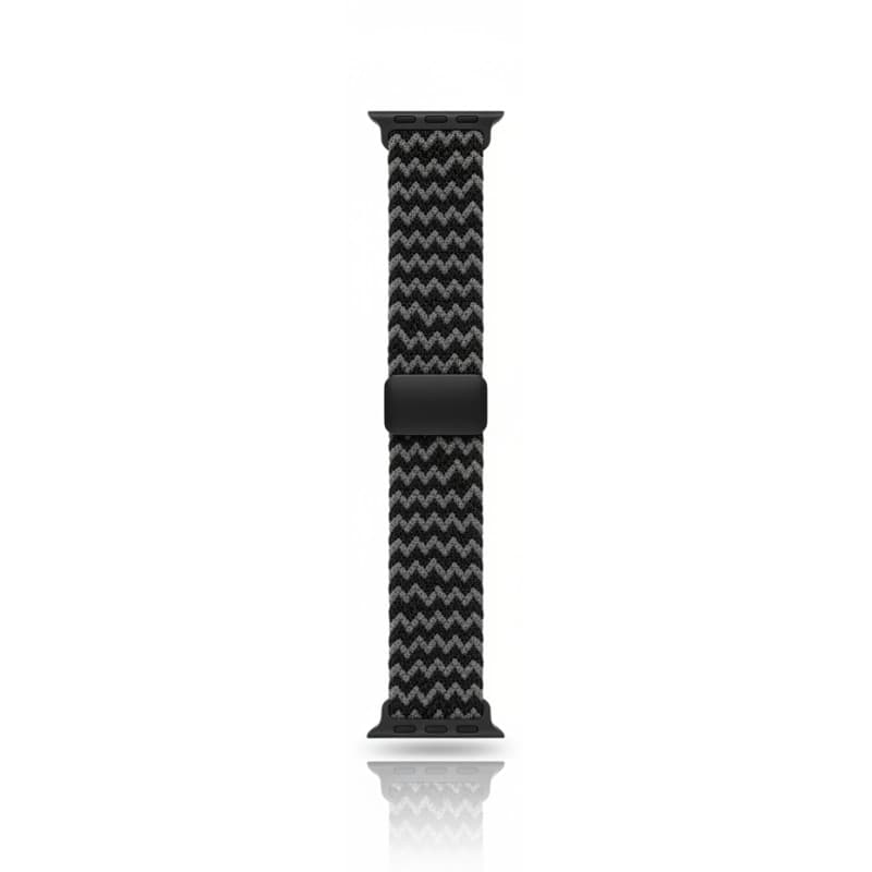 Apple Watch Armband Stoff 38/40/41mm Schwarz/Grün mit Magnetischem Verschluss