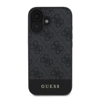 iPhone 16 - Guess PU 4G Bottom Stripe Metal Logo Case (GUHCP16SG4GLGR), Gray – Bild 2