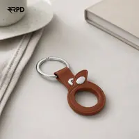 AirTag Schlüsselanhänger - RPD Echtleder-Schlaufe mit Druckknopf, Braun – Bild 3