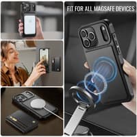 iPhone 17 Pro Max - Jeehood Magsafe, magnetic wallet, stand function, zipper, black – Bild 6