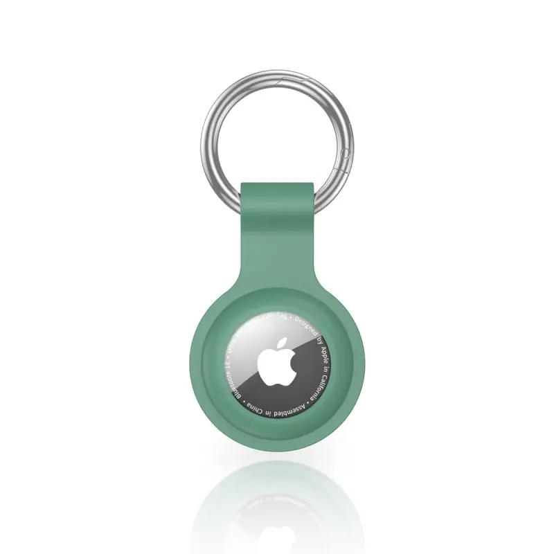 Étui de protection AirTag - RPD Housse en silicone souple avec anneau porte-clés, Vert sapin
