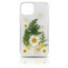 iPhone 13/14/15 - Custodia con fiori veri e felci verdi