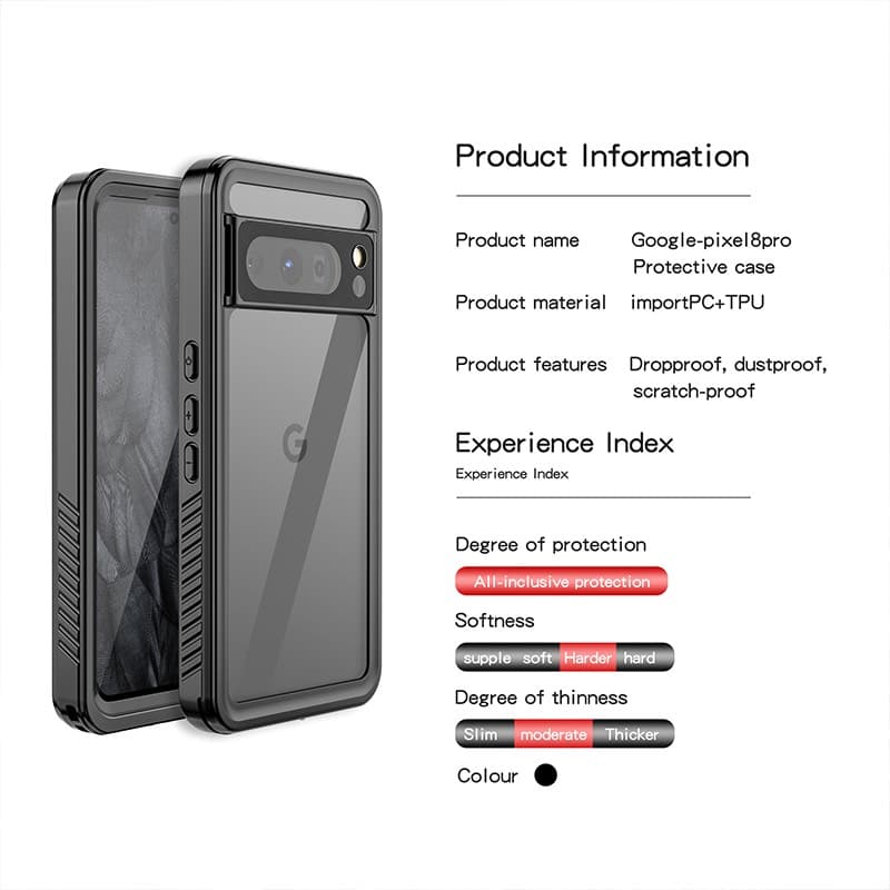 Google Pixel 8 Pro - Redpepper IP68 FS Series Wasserdichtes Outdoor Case, schwarz – 2