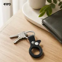 AirTag Schlüsselanhänger - RPD Echtleder-Schlaufe mit Druckknopf, Schwarz – Bild 5