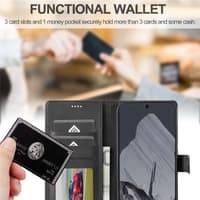 Google Pixel 8 - LC.IMEEKE Wallet Etui mit 3 Kartenfächern & Magnetverschluss, Schwarz – Bild 4