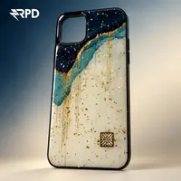 iPhone 14 Plus - TC Case D52 Hülle Golden Wave, Blau-Weiss mit goldenen Akzenten – Bild 2