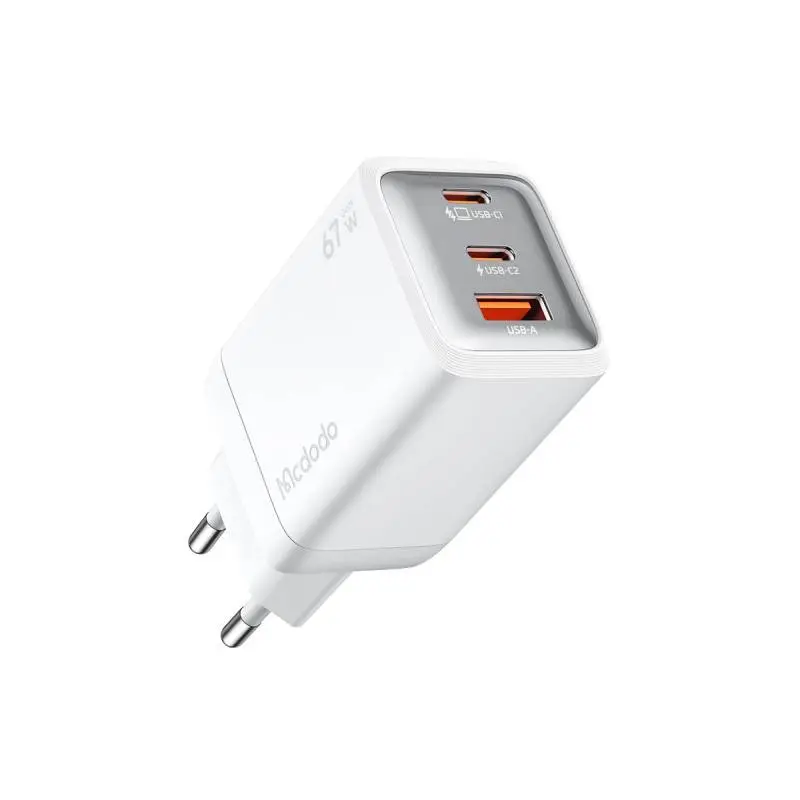 McDodo - Caricabatterie rapido mini da 67W 2x USB-C + 1x USB-A, bianco