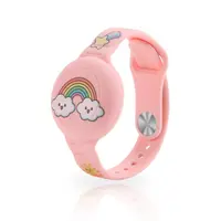 AirTag Armband - RPD Silikon-Armband, geschwungenes Design (Regenbogen), Pink – Bild 1