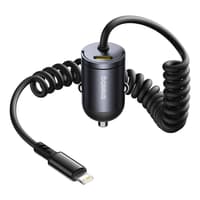 Baseus - Tiny Star Mini Car Charger, Fast Charging Lightning Cable + USB-C Port, 30W, Black – Bild 1