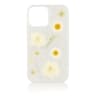 iPhone 13/14/15 - Custodia con fiori veri e accenti dorati, bianca