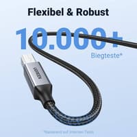 Ugreen - USB-A to USB-B 2.0 printer cable - aluminum housing 3 m (US369 / 80804), black/grey – Bild 3