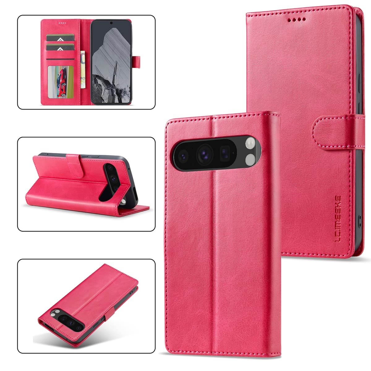 Google Pixel 10 / 10 Pro - LC.IMEEKE Wallet Etui mit 3 Kartenfächern & Magnetverschluss, Pink – 4