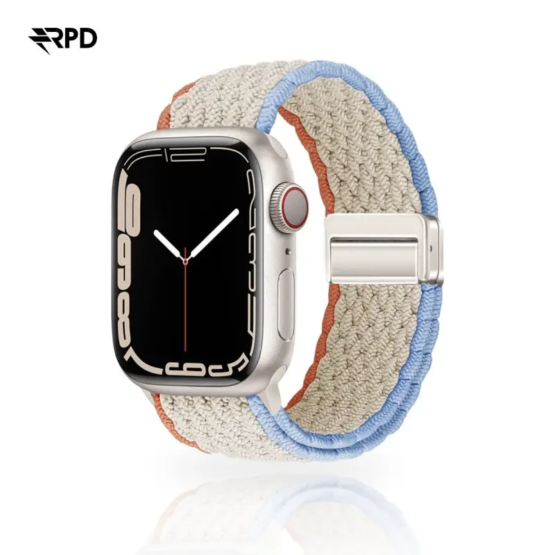 RPD Magnos Magnet Armband Nylon Geflochten für Apple Watch 44/45/46/49mm - Crème weiss