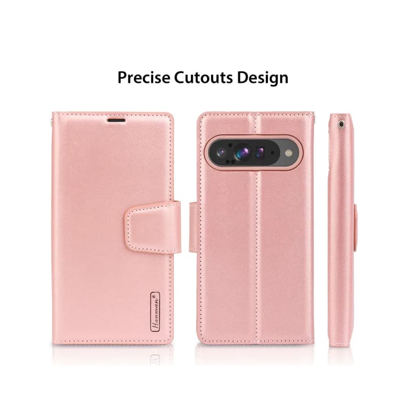 Google Pixel 10 / 10 Pro - Hanman Mill Flip Case mit 3 Kartenfächern, roségold