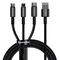 Baseus - Tungsten Gold - Cavo di ricarica rapida 3-in-1 da USB a M+L+C, 3,5A 1,5m, nero (CAMLTWJ-01) – Bild 1