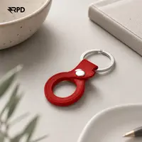 AirTag Schlüsselanhänger - RPD Echtleder-Schlaufe mit Druckknopf, Rot – Bild 3
