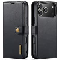 iPhone 17 Pro Max - DG.MING Flip Case, 3 card slots, magnetic closure, leather look, gray – Bild 2