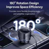 Baseus Enjoyment Max Car Charger - 60W Dual USB-C Retractable Cable, Rotatable Design - Black – Bild 5