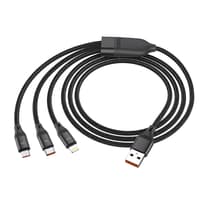HOCO 3-in-1 Ultra 6A fast charging data cable for lightning+Micro+Type-C, noir (U104) – Bild 3