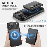 iPhone 17 Pro Max - Jeehood Magsafe, magnetic wallet, stand function, zipper, black – Bild 3