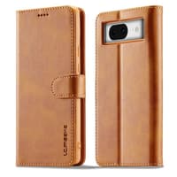Google Pixel 8 Pro - LC.IMEEKE Wallet Etui mit 3 Kartenfächern & Magnetverschluss,Hellbraun / Orange – Bild 1