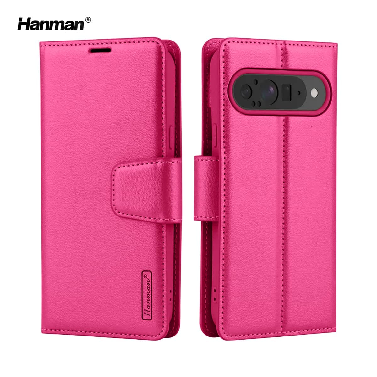 Google Pixel 10 / 10 Pro - Hanman Mill Flip Case mit 3 Kartenfächern, Pink