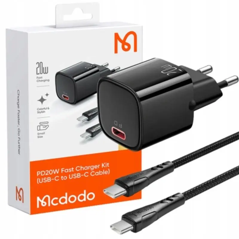 Mcdodo - Kit Nano charger, câble USB-C vers USB-C, 20W, noir