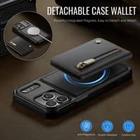 iPhone 17 Pro Max - Jeehood Magsafe, magnetic wallet, stand function, zipper, black – Bild 4