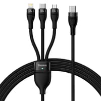 Baseus Flash Series Ⅱ One-for-three Fast Charging Cable Type-C to M+L+C 100W 1.5m schwarz (CASS030201) – Bild 1