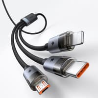 McDodo - 3-in-1-Kabel, transparent, USB-A auf C + Lightning + Micro-USB, 1,2 m, schwarz – Bild 4