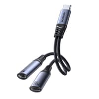 Joyroom - SY-C03 2-in-1 Audio Adapter (Type-C to 2x Type-C), 60W, Black – Bild 1