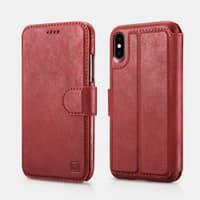iPhone Xs Max - iCarer Echtleder Flip-Wallet-Etui - abnehmbar - 2 in 1, rot (RIXS07-RD) – Bild 1