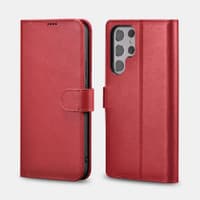 Samsung S22 Ultra - iCarer genuine leather flip case red (AKSM06) – Bild 1