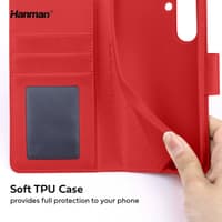 Samsung Galaxy A55 (2025) - Hanman Mill Flip Case mit 3 Kartenfächern, rot – Bild 3