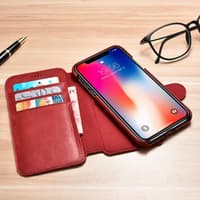 iPhone Xs Max - iCarer Echtleder Flip-Wallet-Etui - abnehmbar - 2 in 1, rot (RIXS07-RD) – Bild 2