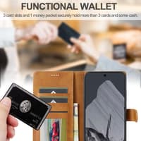 Google Pixel 9 Pro XL - LC.IMEEKE Wallet Etui mit 3 Kartenfächern & Magnetverschluss, hellbraun – Bild 8