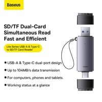 Baseus - Lite Series - Lecteur de carte USB-A & Type-C pour SD/TF, Gris (WKQX060113) – Bild 9