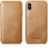 iPhone X / XS - iCarer Curved Edge Vintage Echtleder Folio RIX04-GG, Khaki – Bild 2