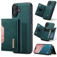 iPhone 16 - DG.MING Etui, Leder-Optik, Kartenfach & Magnetverschluss, Grün – Bild 4