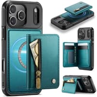 iPhone 17 Pro - Jeehood Magsafe Case, magnetic wallet and stand function, zipper, green – Bild 1