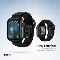 RPD Lattice Silikonarmband Karo-Muster für Apple Watch 38/40/41/42mm - Schwarz – Bild 5
