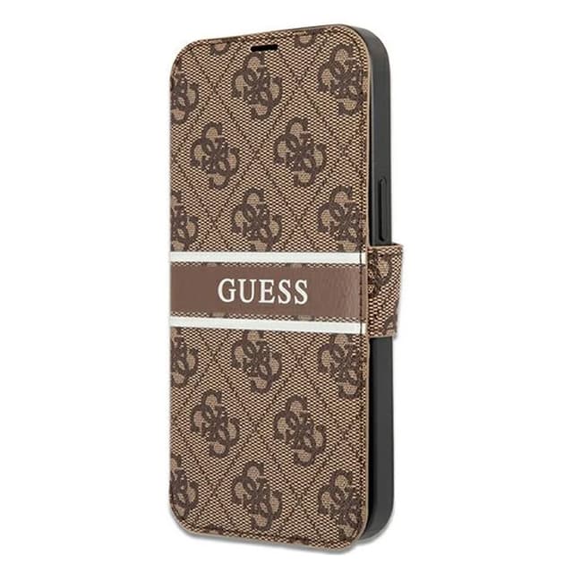 iPhone 13 - Guess Book Case Stripe Brown GUBKP13M4GDBR