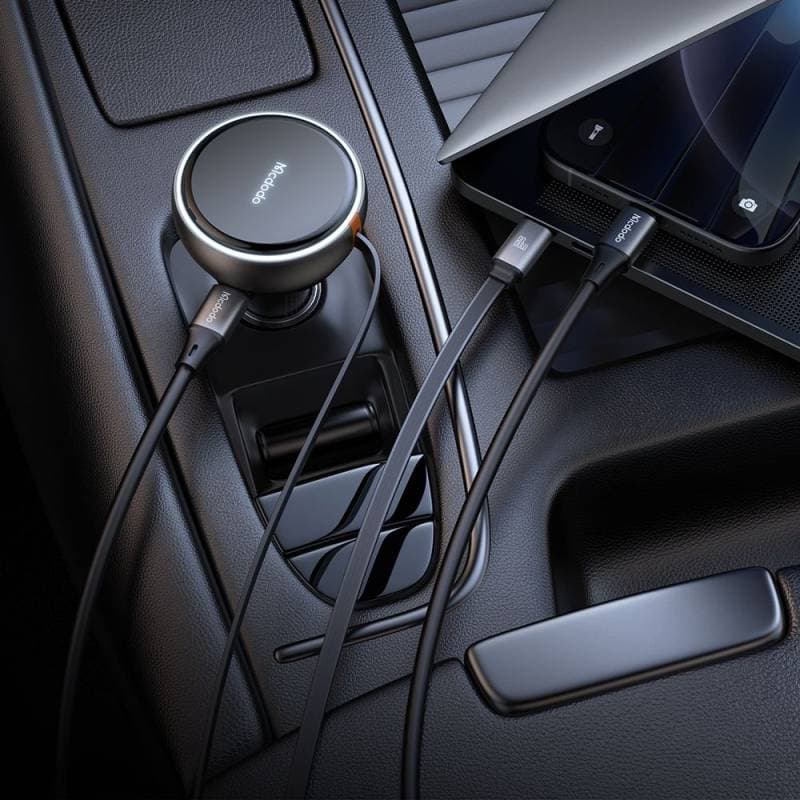 McDodo - FreeGo 80W Car Charger with Retractable Cable, Black – 4