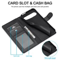 Google Pixel 8 - LC.IMEEKE Wallet Etui mit 3 Kartenfächern & Magnetverschluss, Schwarz – Bild 7