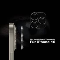 iPhone 16 Pro / 16 Max - Vetro protettivo per fotocamera posteriore - 99AR+ Corning Glass - Protezione per doppio obiettivo, trasparente – Bild 2