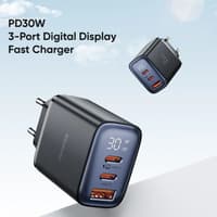 McDodo - Fast Charger with Digital Display, 30W, 2x USB-C & 1x USB-A, Black – Bild 2