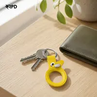 AirTag Schlüsselanhänger - RPD Echtleder-Schlaufe mit Druckknopf, Gelb – Bild 5