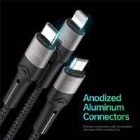 DUZZONA - 3-in-1 USB-C, 1.3m, black - Lightning, Micro USB, Type-C adapter, 100W fast charging – Bild 8