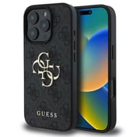 iPhone 16 Pro - Guess Metal Logo Case Schwarz GUHCP16L4GMGGR – Bild 1