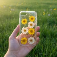 iPhone 6 / 7 / 8 - Custodia con fiori veri e accenti dorati, giallo-oro – Bild 2